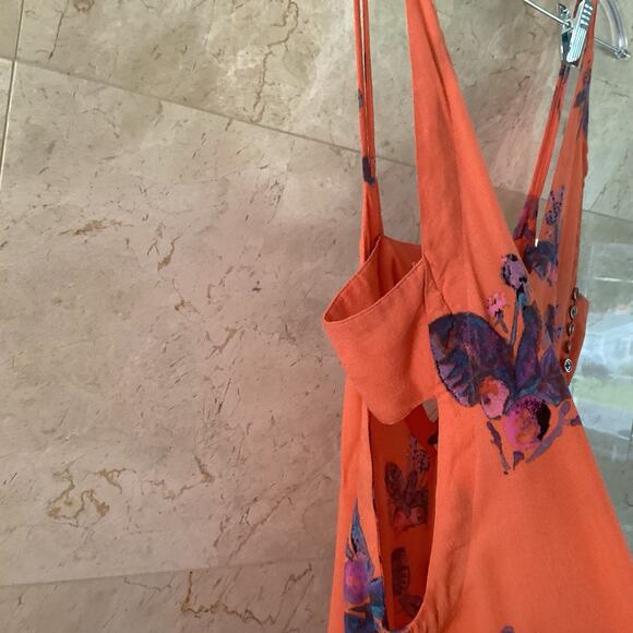 Free People Orange Crop Wide Leg Jumpsuit - S - Boho Maximalist Festival Vibes - Picture 10 of 13